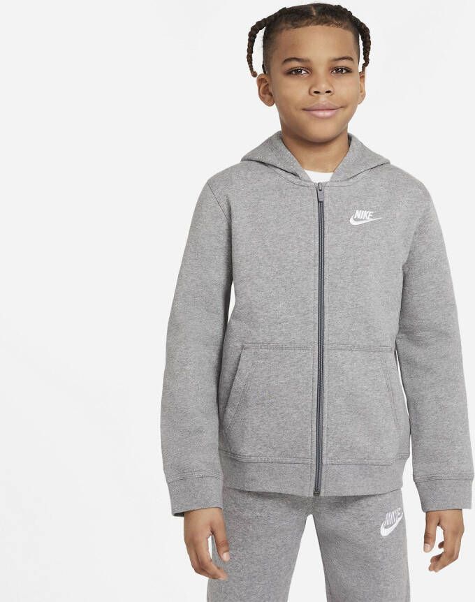 Nike Kids Nike Sportswear Club Hoodie met rits voor kids Carbon Heather/Smoke Grey/White Kind online kopen