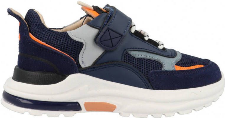 Shoesme NR22S100 L leren sneakers donkerblauw/oranje online kopen