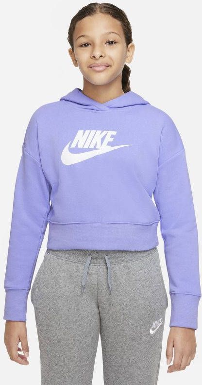 Nike Sportswear Club Korte hoodie van sweatstof voor meisjes Paars online kopen