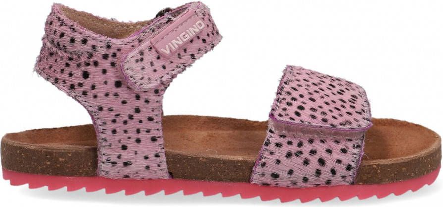 Vingino Tavi leren sandalen met dierenprint roze online kopen