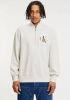 Calvin Klein Lichtgrijze Trui Monologo Waffle Half Zip Hwk online kopen