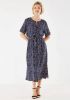 Mexx jurk met all over print en ceintuur donkerblauw/lichtroze online kopen