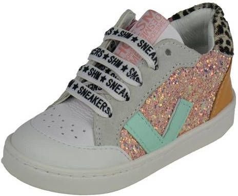 Shoesme UR22S043 F leren sneakers met glitters roze/multi online kopen