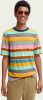 Scotch and Soda T shirts Structure Striped Crewneck Jersey T Shirt Roze online kopen