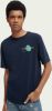 Scotch & Soda Graphic jersey crewneck t shirt , Blauw, Heren online kopen