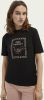 Scotch & Soda 162480 0008 fitted high neck tee with graphic in tencel blend black online kopen