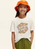 Scotch and Soda T shirts Relaxed Fit Floral Logo Artwork T Shirt Wit online kopen
