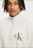 Calvin Klein Lichtgrijze Trui Monologo Waffle Half Zip Hwk online kopen