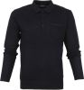 Scotch and Soda Truien Knitted long sleeve polo contains Recycled Polyester Blauw online kopen