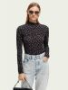 Scotch & Soda Zwarte T shirt All over Print Slim fit Long Sleeve T shirt online kopen