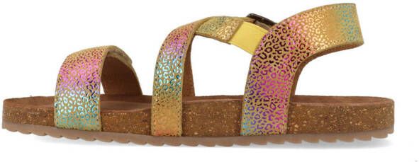 Vingino Melia leren sandalen met panterprint geel/multi online kopen
