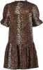 Vingino jurk Pemmy met panterprint en ruches bruin/zwart online kopen