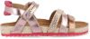 Vingino Vienna leren sandalen met panterprint roze/roségoud online kopen