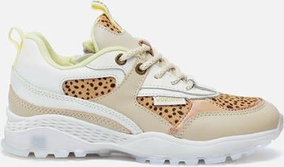 Vingino Mandy II leren sneakers met dierenprint beige/multi online kopen